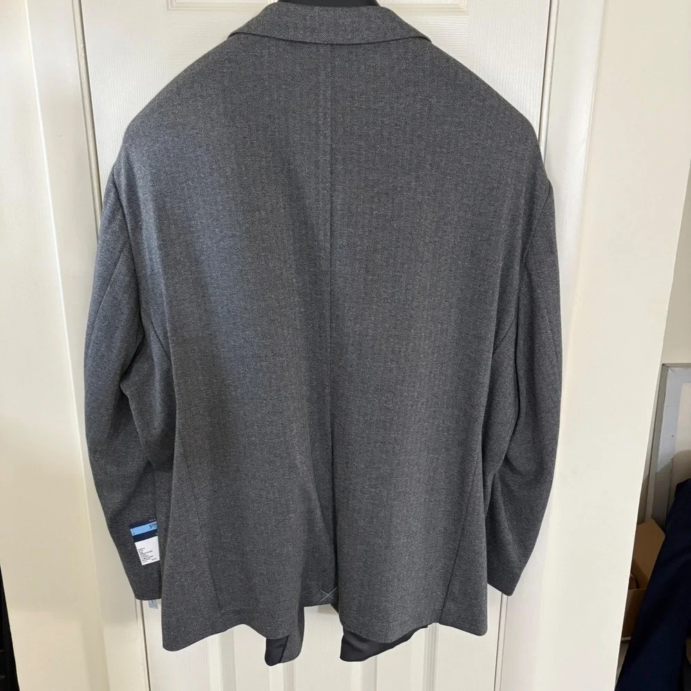 Stafford‎ Big & Tall 60R Stretch Comfort Blazer Charcoal Herringbone Sport Coat
